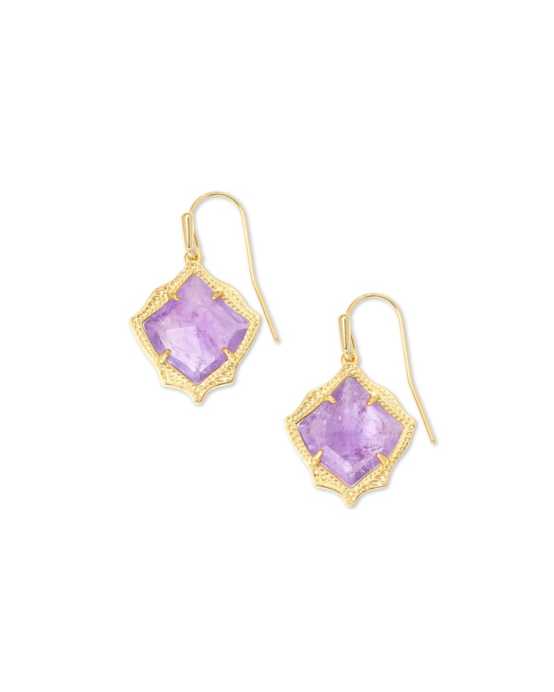 Kyrie Gold Drop Earrings in Purple Amethyst image number 0